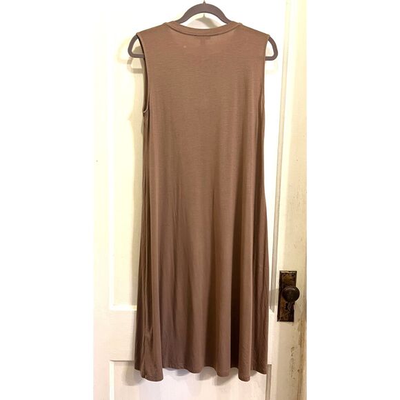 EILEEN FISHER Beige Sleeveless Stretch Midi Tank Jersey Dress   Women's Size P - Picture 5 of 7